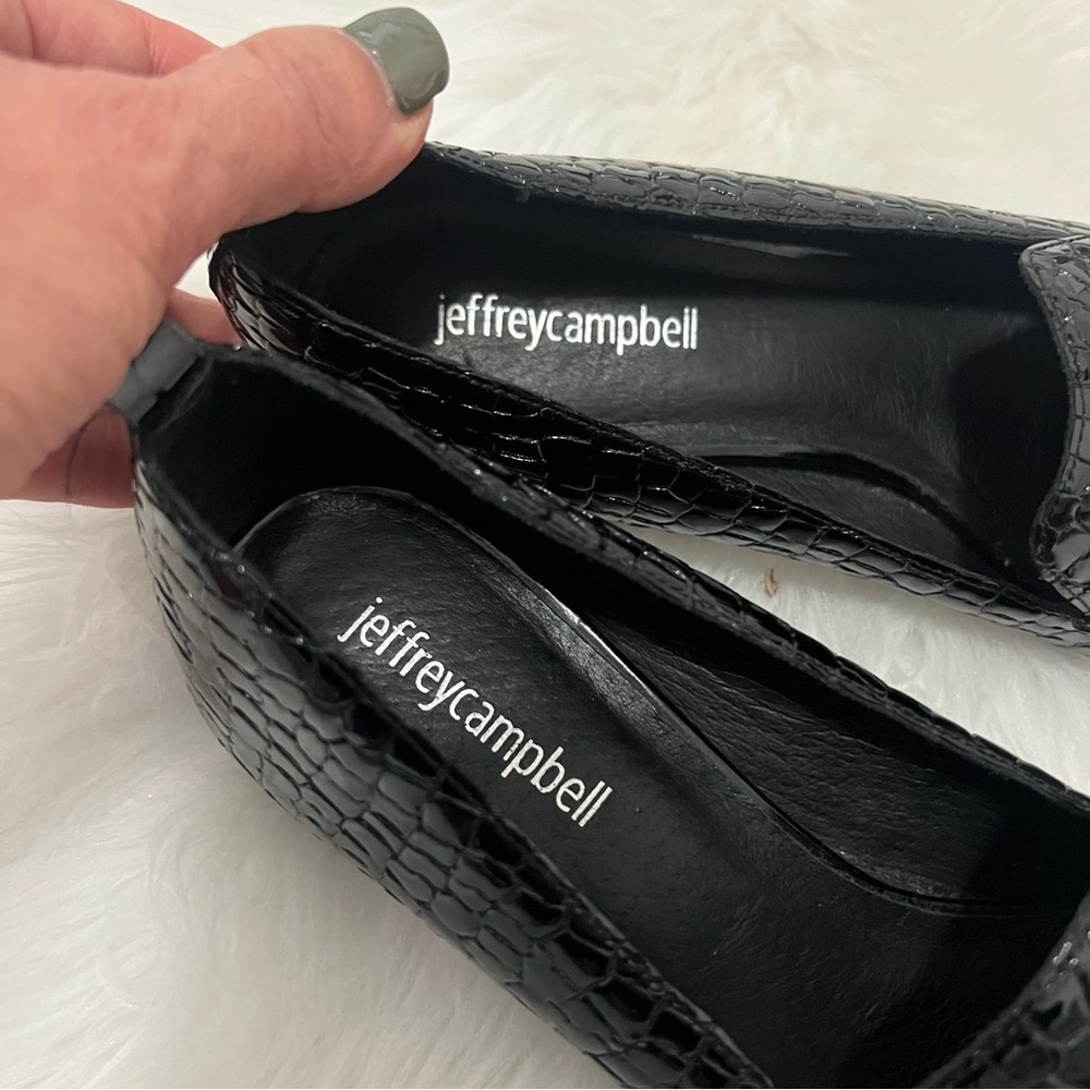 NWOT Jeffrey Campbell Viona flats black  patent Croc  Flats Slip On 7.5 - Picture 9 of 10